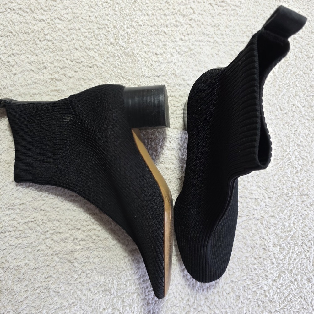 Everlane Black Knit glove Boots Block Heel Stretch Pointed Toe Women's 8.5 - Picture 3 of 7